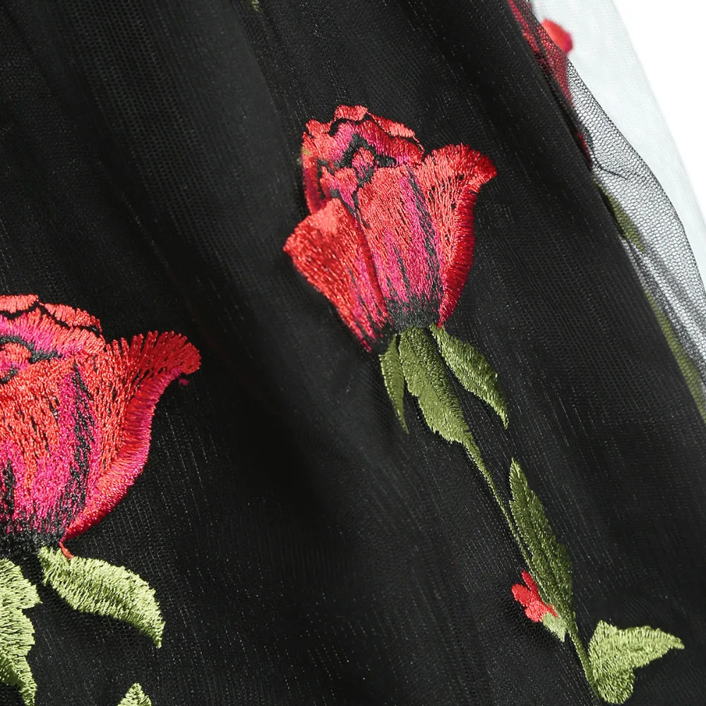 Женское винтажное платье в стиле ретро с вышивкой розы Сетчатое вечернее без