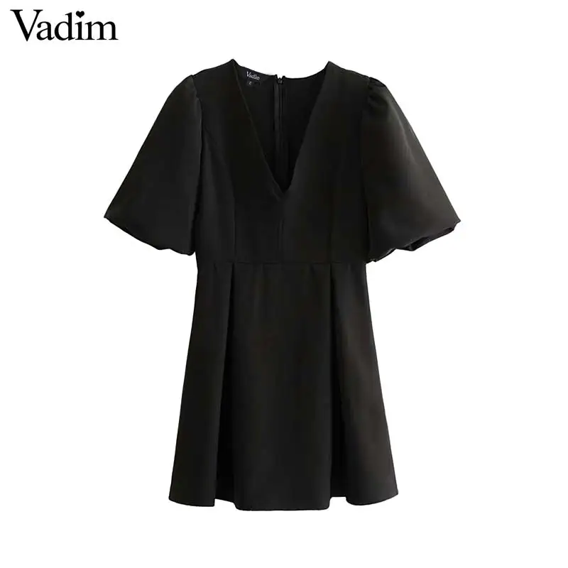 Vadim женское сексуальное мини-платье с v-образным вырезом пышными рукавами на