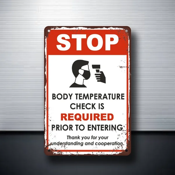 

Стоп-сигнал, проверка температуры тела, необходимо указать таблички и знаки, настенный металлический знак, винтажный металлический знак 7,87*...