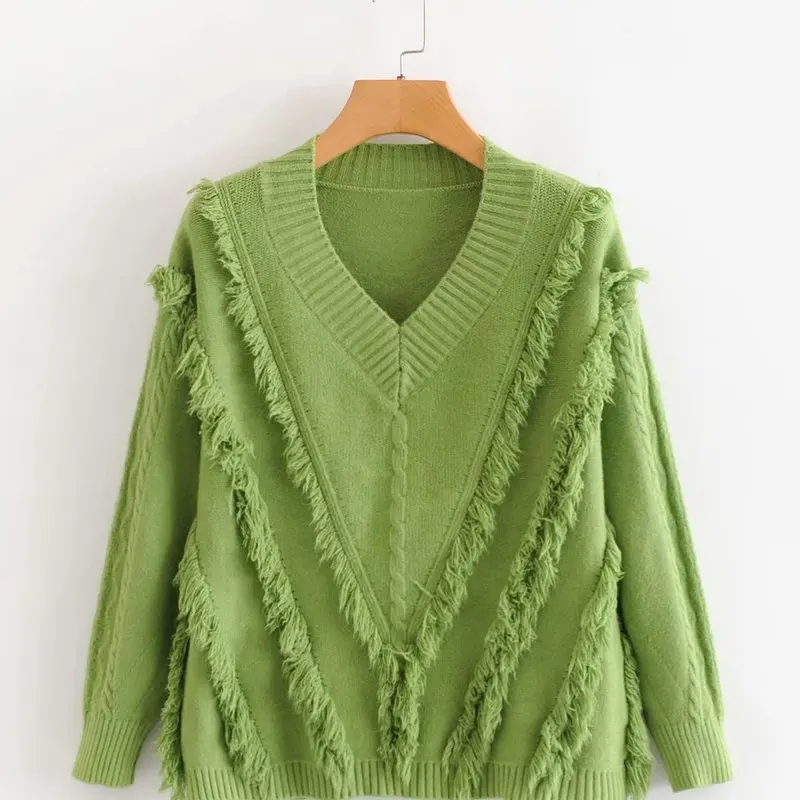 Модные новые европейские и американские модные TL40-7143 пуловеры с бахромой |