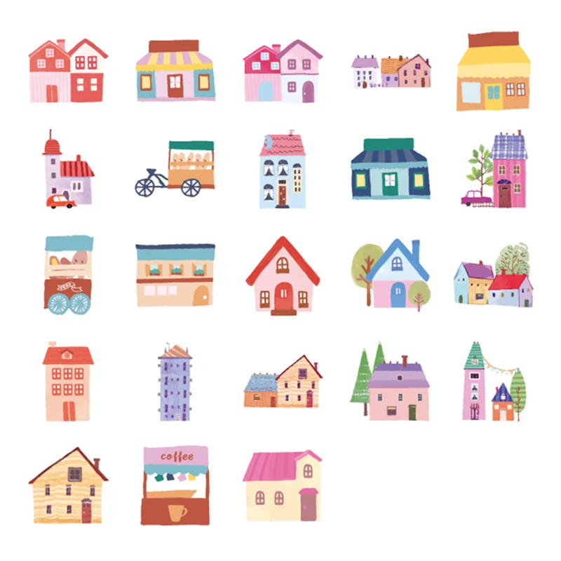 

46Pcs/Box Color Painting Cottage Bullet Journal Decorative Washi Stickers Scrapbooking Stick Label Diary Album Stickers