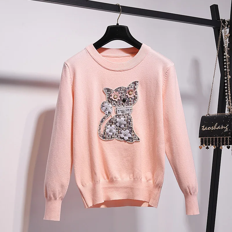 Pink Sweater Trytree осенне-зимний комплект из двух предметов, повседневный топ с круглым вырезом и рисунком+ юбка с поясом, модный мини-комплект для офисной леди, комплект из 2 предметов - Цвет: Pink Sweater