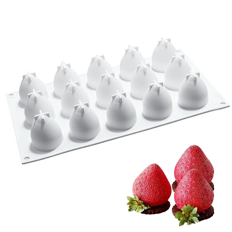 15 полость силиконовые формы для выпечки Форма клубники форма торта Мусса DIY