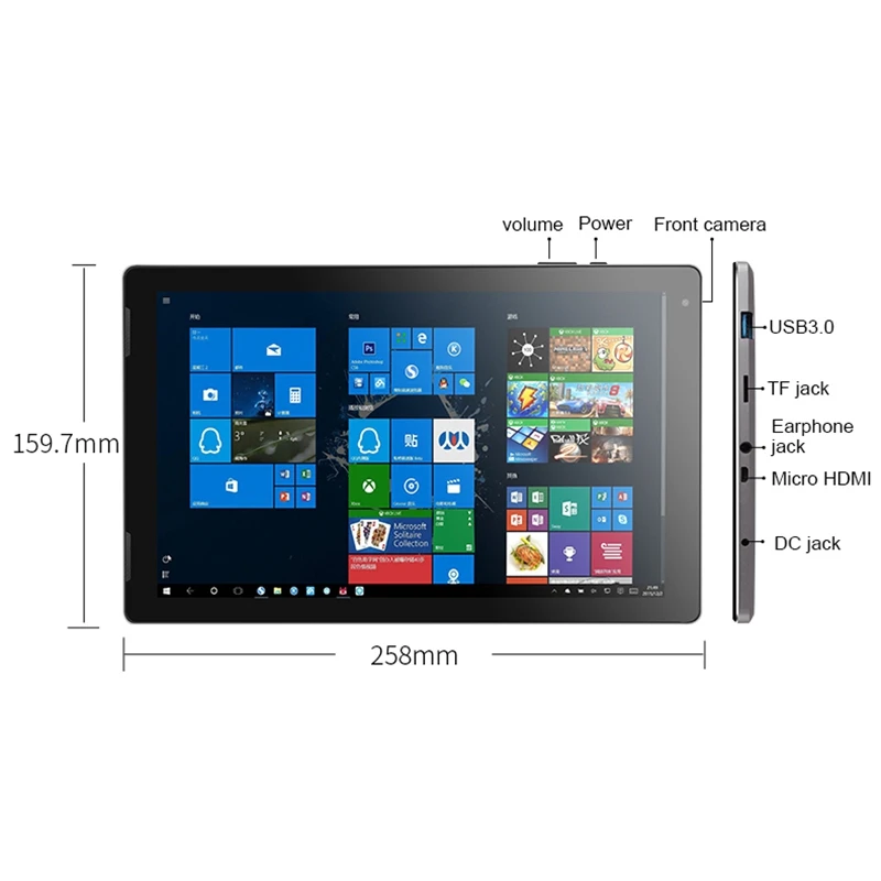 Джемпер Ezpad 7 2 в 1 планшетный ПК 10,1 дюймов Fhd Ips экран Cherry Trail X5 Z8350 4 ГБ Ddr3 64 Гб Emmc Windows 10 планшетный ПК