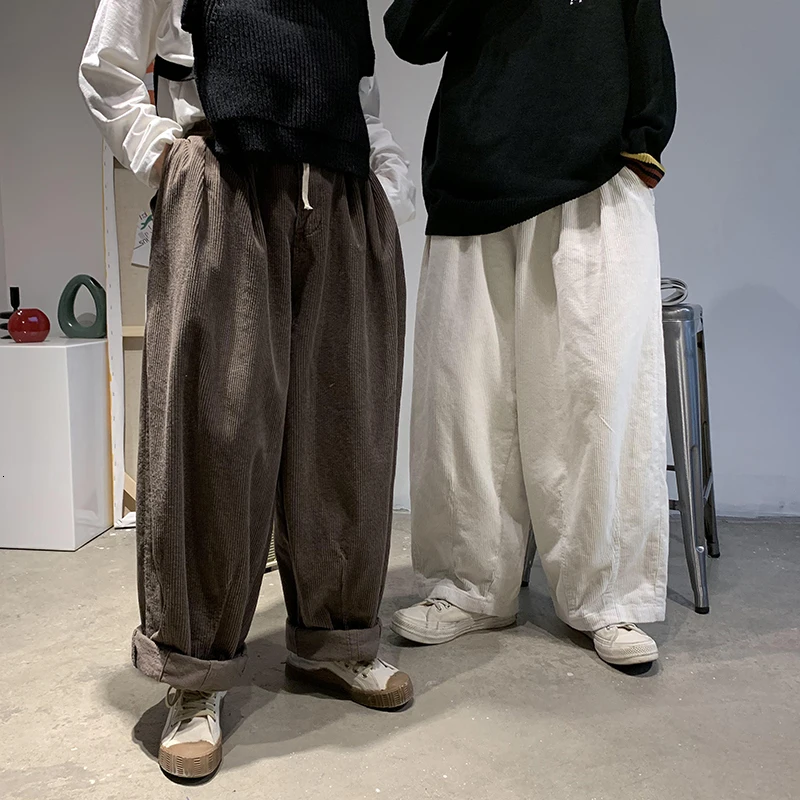 Вельветовые брюки мужские модные однотонные в стиле ретро прямые уличные хип-хоп