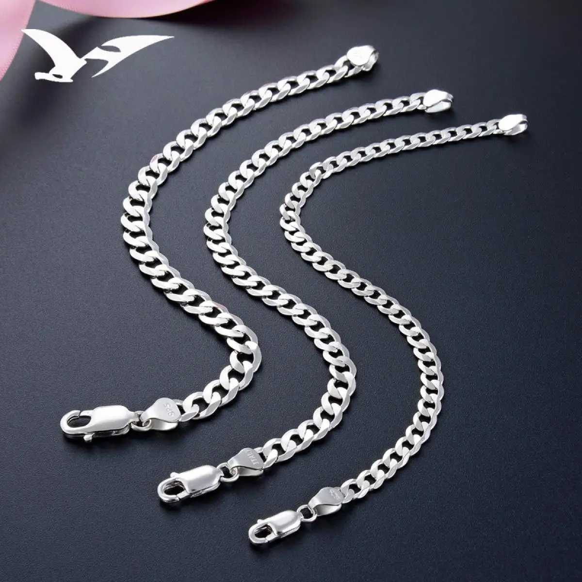 

Sterling 925 Silver Men's Bracelet S925 Wide Watch Chain Bangles Pulderas Hombre Buckle Silver Bracelet Birthday Fine Jewelry