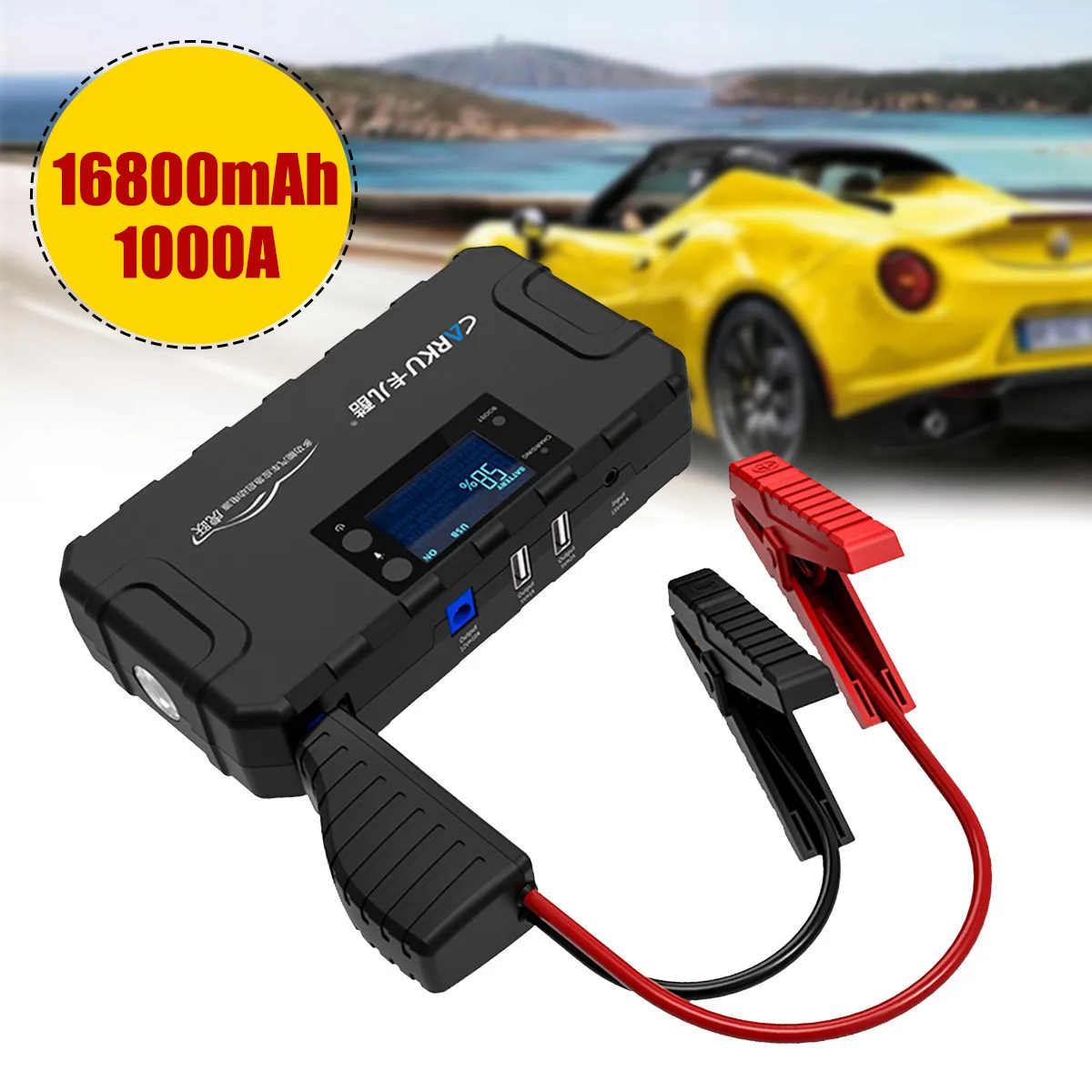 CARKU 1000A 16800mAh автомобильный стартер 12V светодиодный двойной USB аварийный внешний аккумулятор Комплект портативное автомобильное зарядное устройство