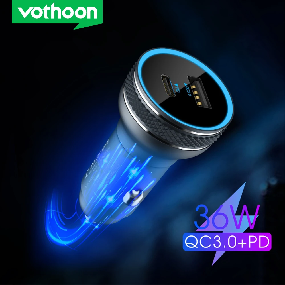 Автомобильное зарядное устройство Vothoon с USB портами и поддержкой быстрой зарядки