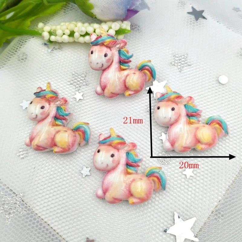 10 шт. уникальная смола цветной единорог с плоской задней частью фигурка камень