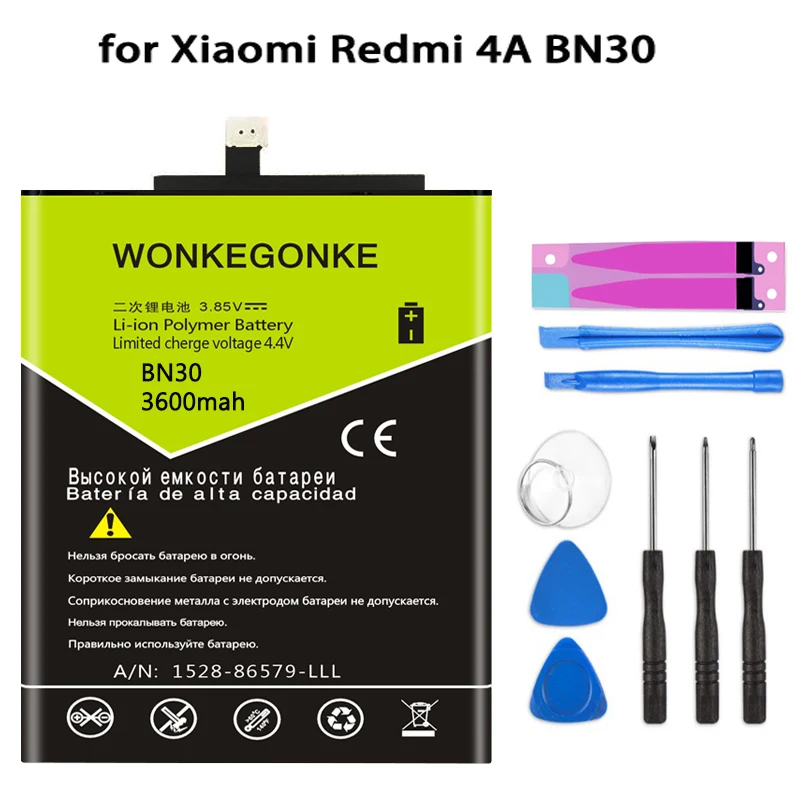 WONKEGONKE аккумулятор BN30 для Xiaomi Redmi 4A Batterie Bateria