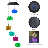 wind chime light sea urchin solar energy colorful light wind chime hanging lamp led decoration outdoor wind chime garden decor