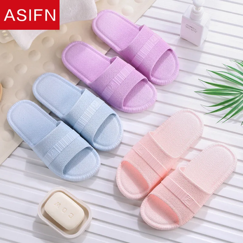 

ASIFN Summer Bathroom Slippers for Men Women Casual Flip Flops Hotel Gym Non-slip Slides Indoor Home Sandals Simple Man Shoes