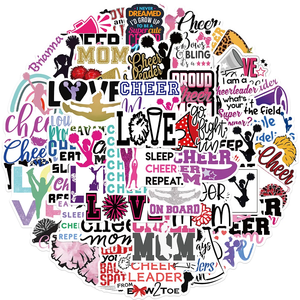

10/30/50PCS Cartoon Cheer Stickers For Laptop Girls Guitar Luggage Waterproof Graffiti Sticker Decal Kid Toy