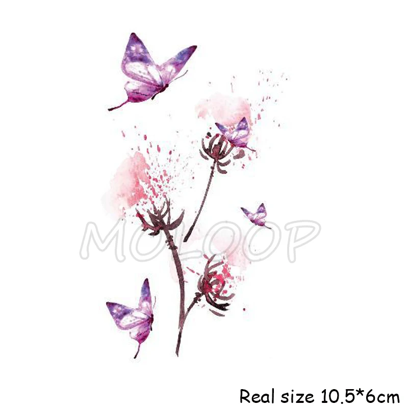 Тату-наклейка Временная бабочка цветок новая маленькая Водонепроницаемая