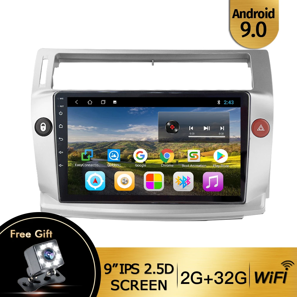 T3L-2-32-WIFI Автомагнитола EKIY 9 ''ips 2Din Android 9,1 для Citroen C4 C-Triomphe C-Quatre 2004-2009 Автомобильный dvd-плеер автомобильный мультимедийный плеер - Цвет: T3L-2-32-WIFI