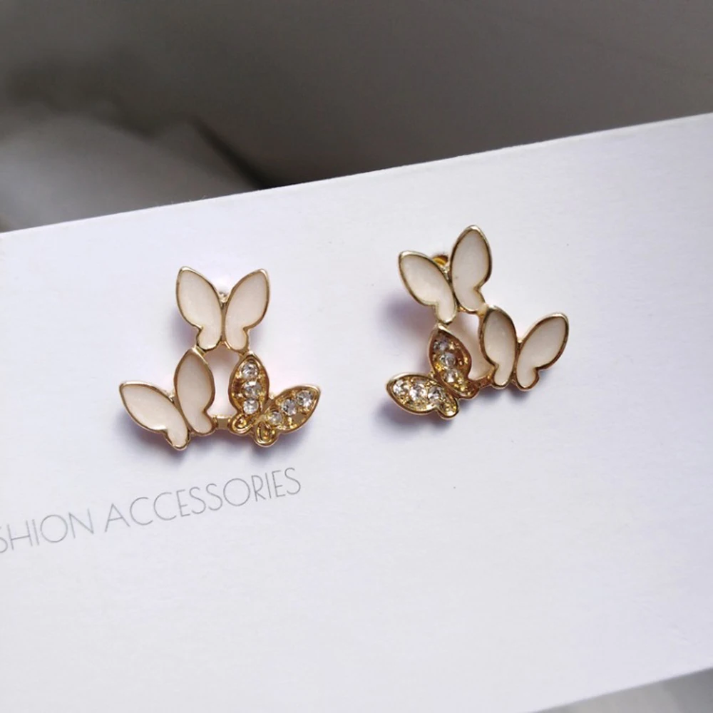Двойные Эмалевые Серьги бабочки Shamir 1 корейский дизайн геометрические ретро