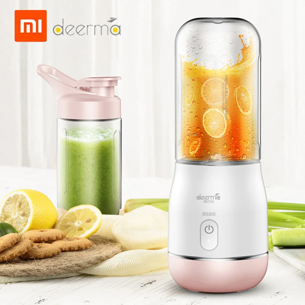 Xiaomi Deerma, 400 мл, Мини Портативная электрическая соковыжималка, блендер, машина, чашка для сока, беспроводная, USB, перезаряжаемая, для фруктов, овощей, резка, миксер