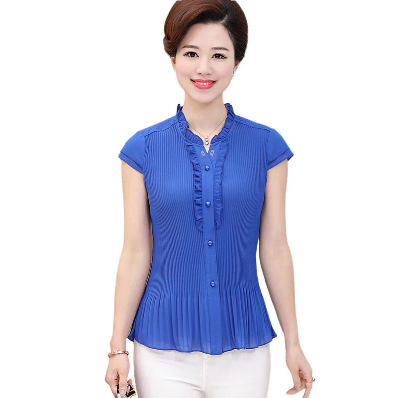 Женская шифоновая блузка с коротким рукавом размеры до 5XL|chiffon blouse|short sleeve chiffon