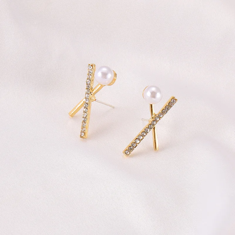Punk 2019 Fashion New Earrings Temperament Cross Geometry Pearl Simple Elegant Crystal Women's Wholesale | Украшения и
