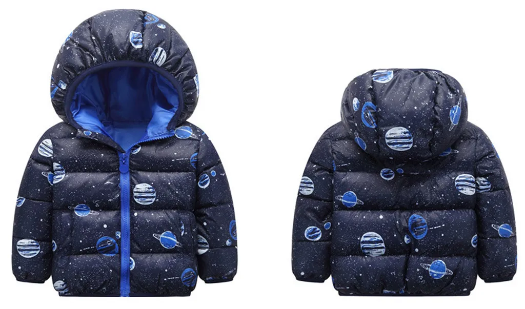 Зимние теплые куртки для маленьких мальчиков и девочек Пальто с капюшоном