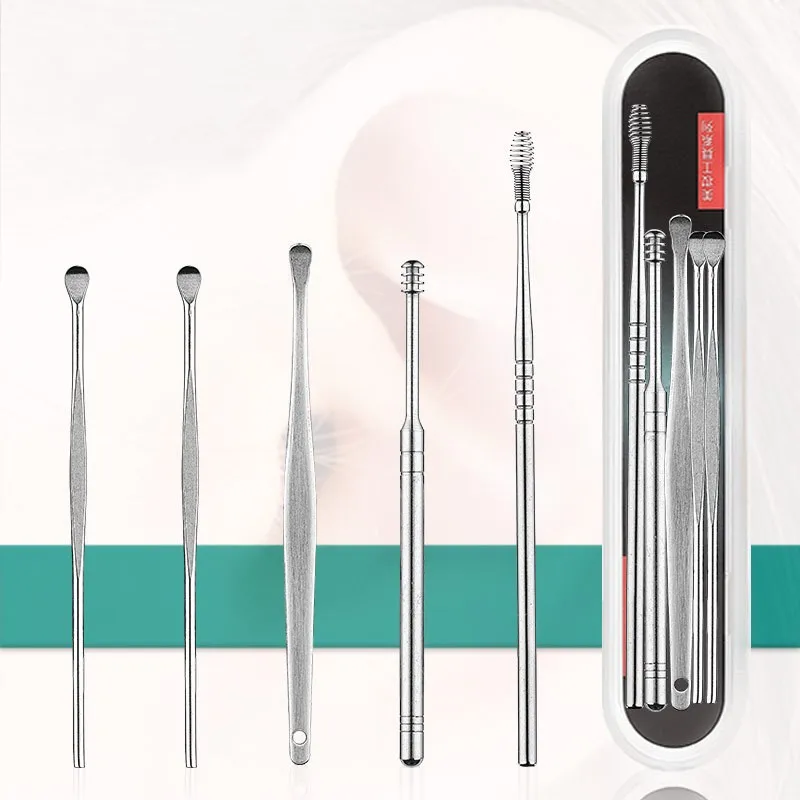 

5 шт., спиральные ушные палочки из нержавеющей стали