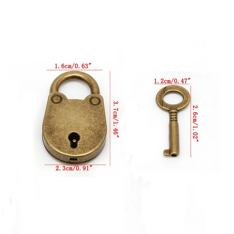 

Locks Metal Old Vintage Style Mini Padlock Small Luggage Box Key Lock Bronze Color Home Usage Hardware Decorations