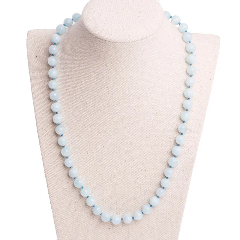 Натуральный камень голубой аквамарин ожерелье 18 дюймов на день рождения