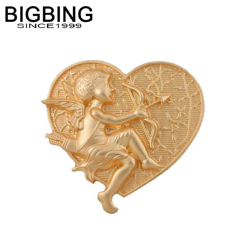 Q078 BIGBING модные ювелирные изделия модное Золотое сердце любовь Купидон брошь