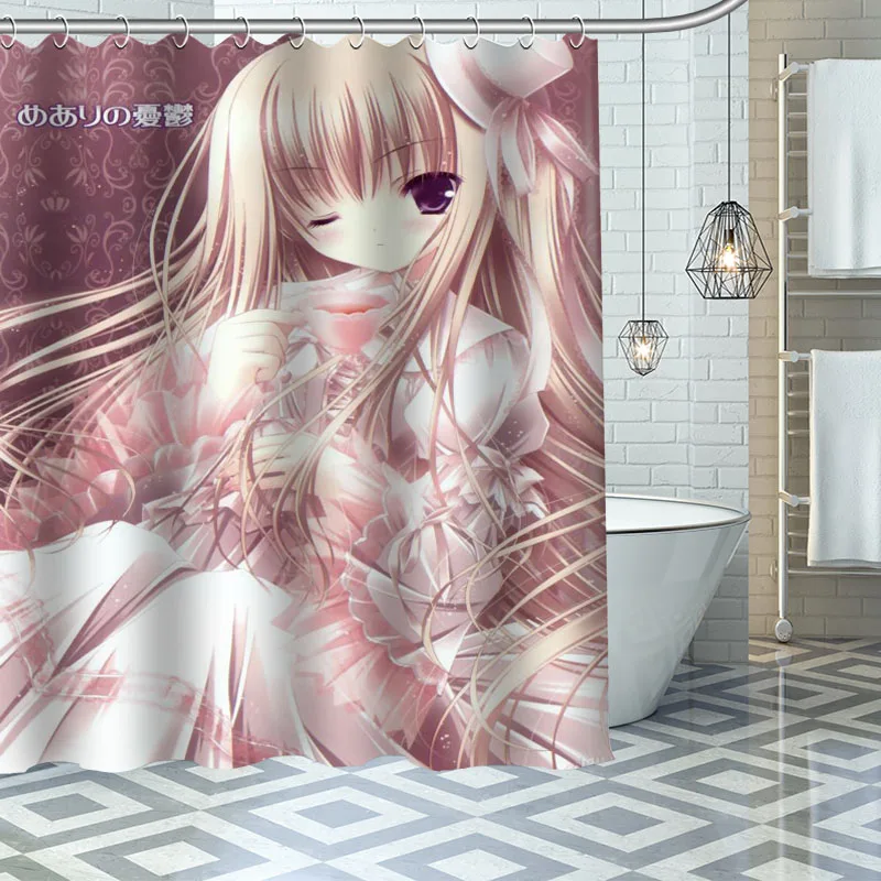 

Custom White Night Tea Party Shower Curtains Waterproof Fabric Cloth Bathroom Decoration Supply Washable Bath Room Curtain