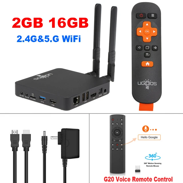 2G16G-G20 Voice RC UGOOS AM6 Android 9,0 Smart tv Box S922X DDR4 2 Гб ОЗУ 16 Гб ПЗУ 2,4G и 5G WiFi 1000M LAN BT5.0 4K HD Домашний медиаплеер телеприставка - Цвет: 2G16G-G20 Voice RC