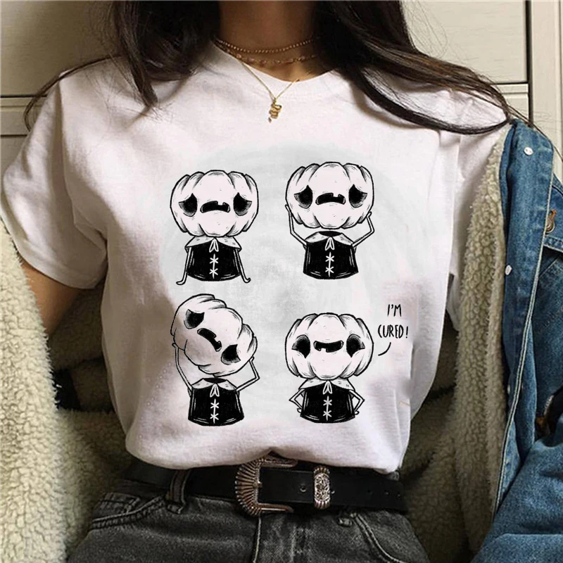 

2020 New Tshirt Witch Women Funny Cat Print T Shirt Short Sleeve Halloween Gift Tops Tees Femme Camisetas Verano Mujer Camisetas
