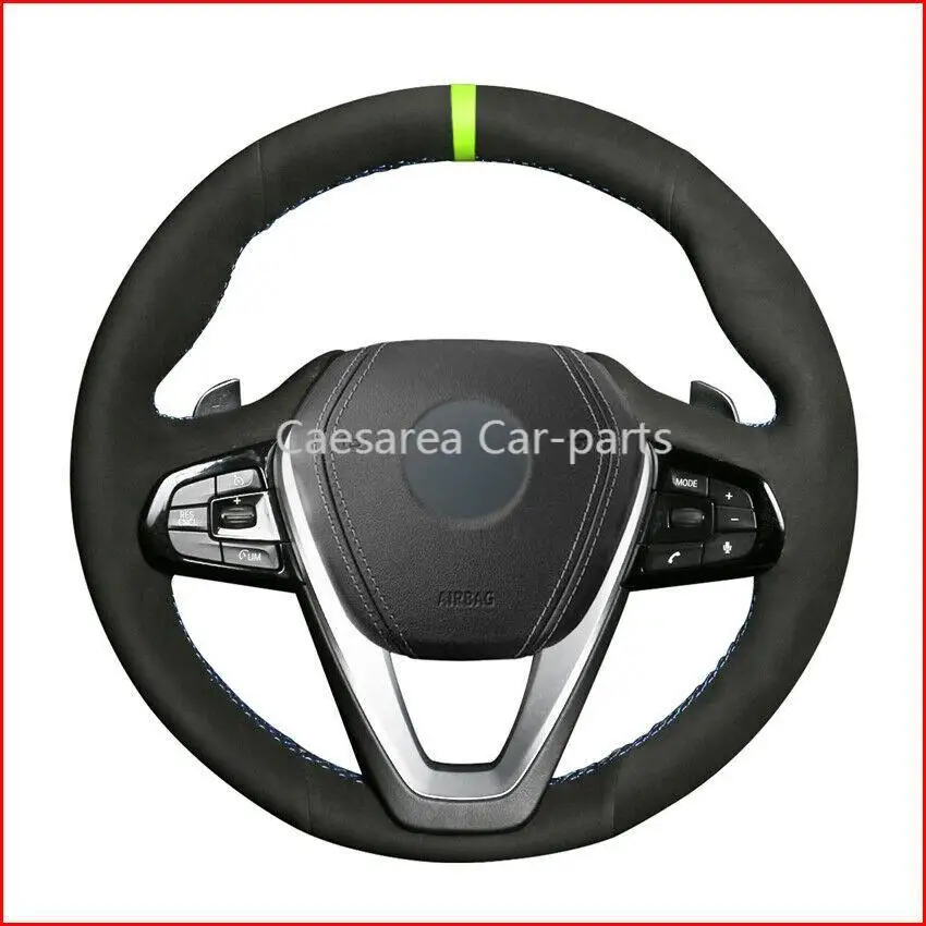 

Custom Made Anti Slip Black Suede DIY Car Steering Wheel Cover for BMW G30 530i 540i 520d 530e 2016-18