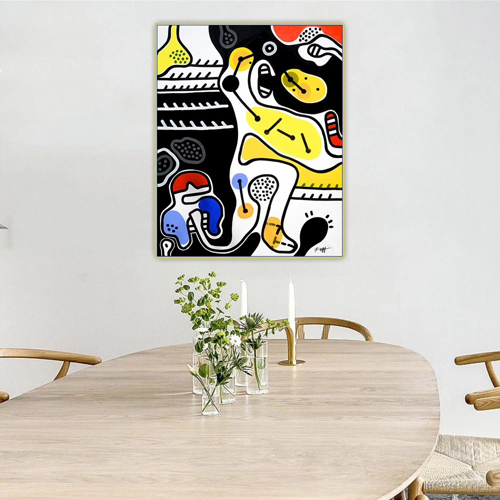 Современная картина Les Temps, абстрактный мультяшный стиль, картина маслом, эстетическое изображение, Настенный декор, украшение для дома
