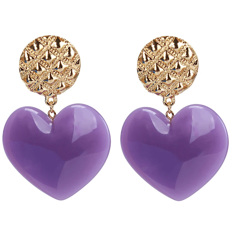 Женские серьги в форме сердца большие розовые женские винтажные геометрические