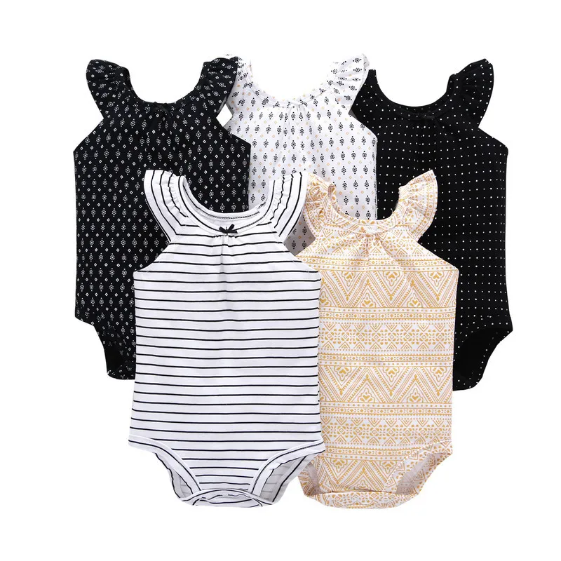 

Baby Girl's Sleeveless O-neck Classical Brife Style Stripes Triangle Rompers 100% Cotton One-piece Summer Rompers