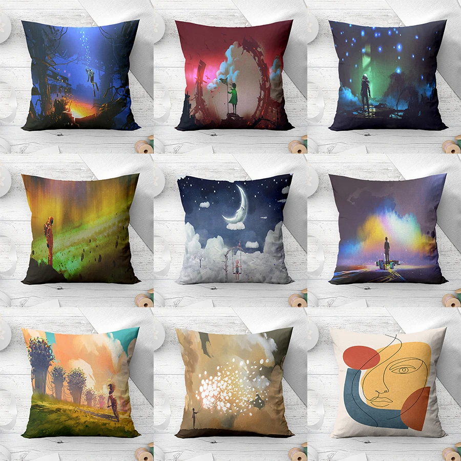 

Современный мультяшный чехол из полиэстера и хлопка, наволочки для домашнего декора, наволочки с принтом для дивана, автомобиля