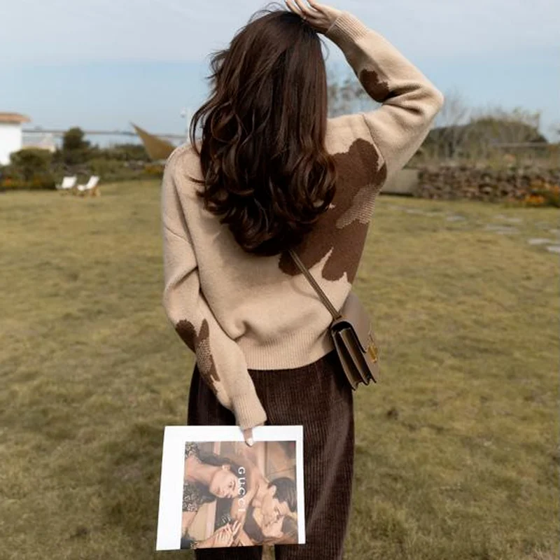 Пуловер женский в стиле преппи очаровательный мешковатый свитер Хай-стрит