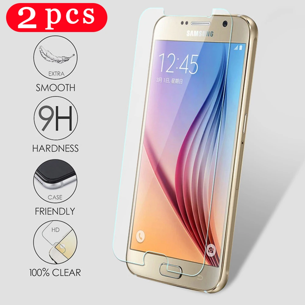 2 шт. закаленное стекло для samsung Galaxy S5 S6 S7 edge S10 S10e S9 S8 plus Защитная пленка экрана