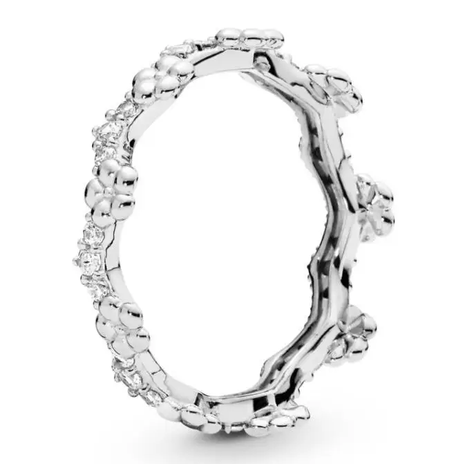 

Original 925 Sterling Silver Pan Ring Flower Crown Rings With Crystal For Women Wedding Party Gift Fine Europe Jewelry