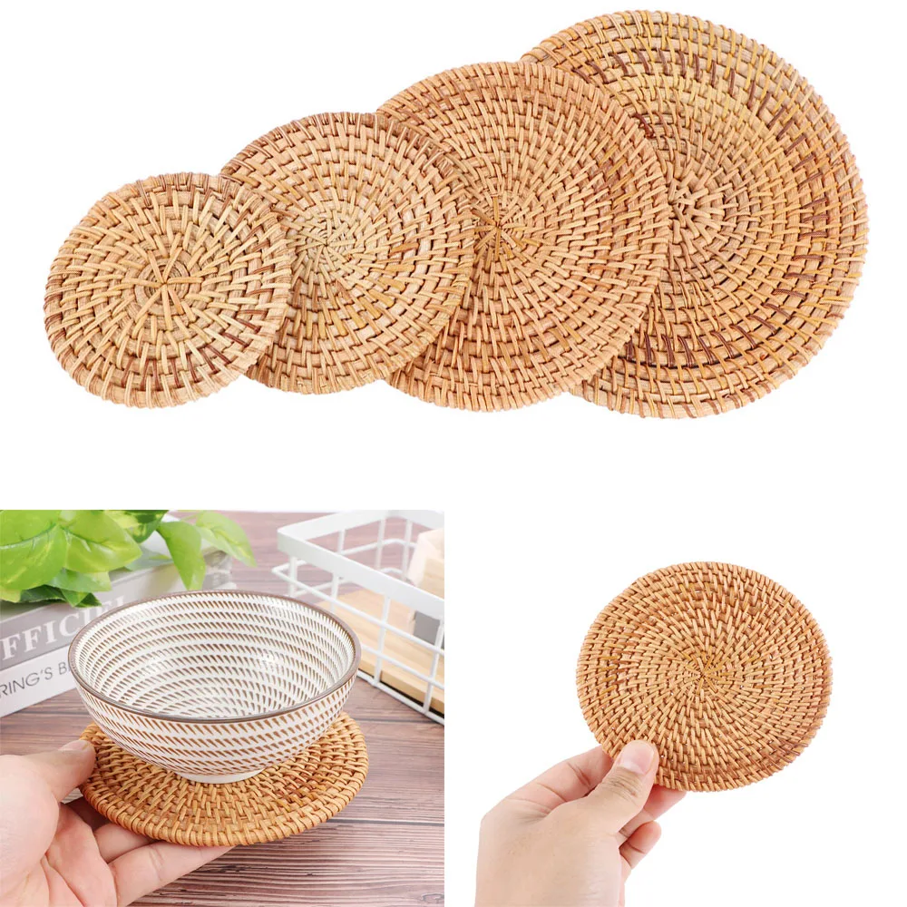 Ротанговые столовые приборы Coaster кухонный стол чаша коврик Прочный ручной тканый