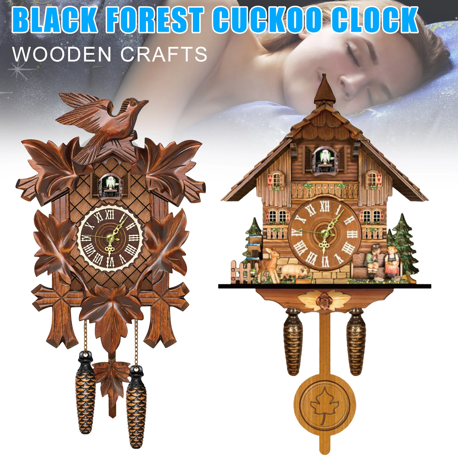 

German Black Forest Cuckoo Clock Retro Nordic Style Wooden Cuckoo Wall Clock ALS88