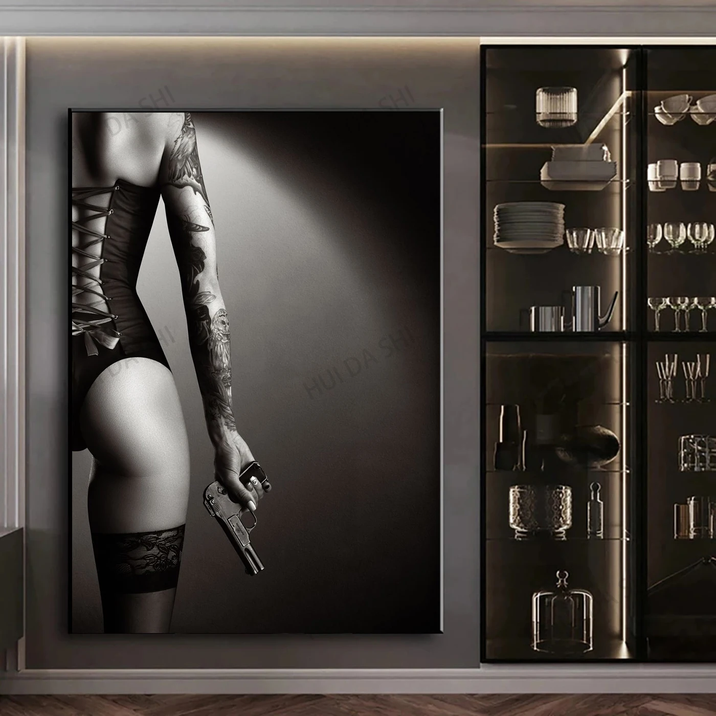 

Modern Black Sexy Nude Women Canvas Painting Posters and Prints Quadros Wall Art Pictures for Living Room Wall Decoration Cuadro