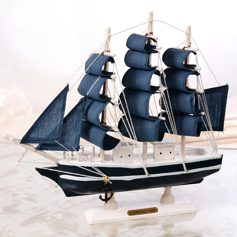 

New Pirate Ship Model Wooden Sailing Ship Mediterranean Style Home Decoration Handmade Carved Nautical Boat Model Gift Figurines