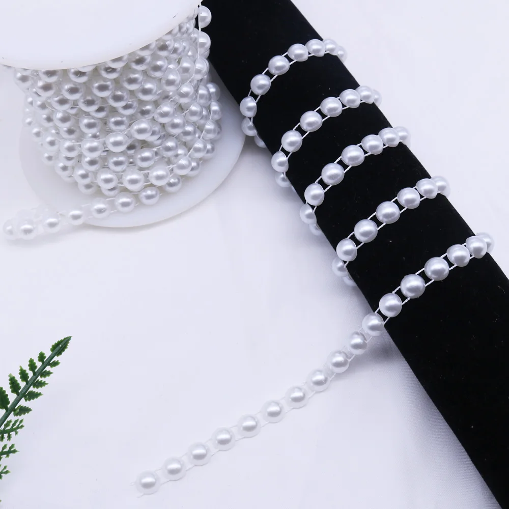 2YD 8mm Wide pearl beads Imitation chain Christmas Household Clothing SewingPaste DIY craft SZ-040 | Дом и сад