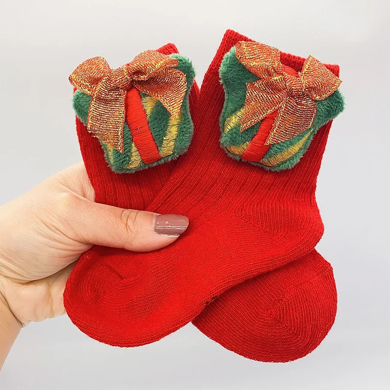 5 Pairs/lot Christmas Theme Kids Socks Cartoon Jacquard Socks Red Christmas Baby Socks for Babies Autumn Socks for Newborns