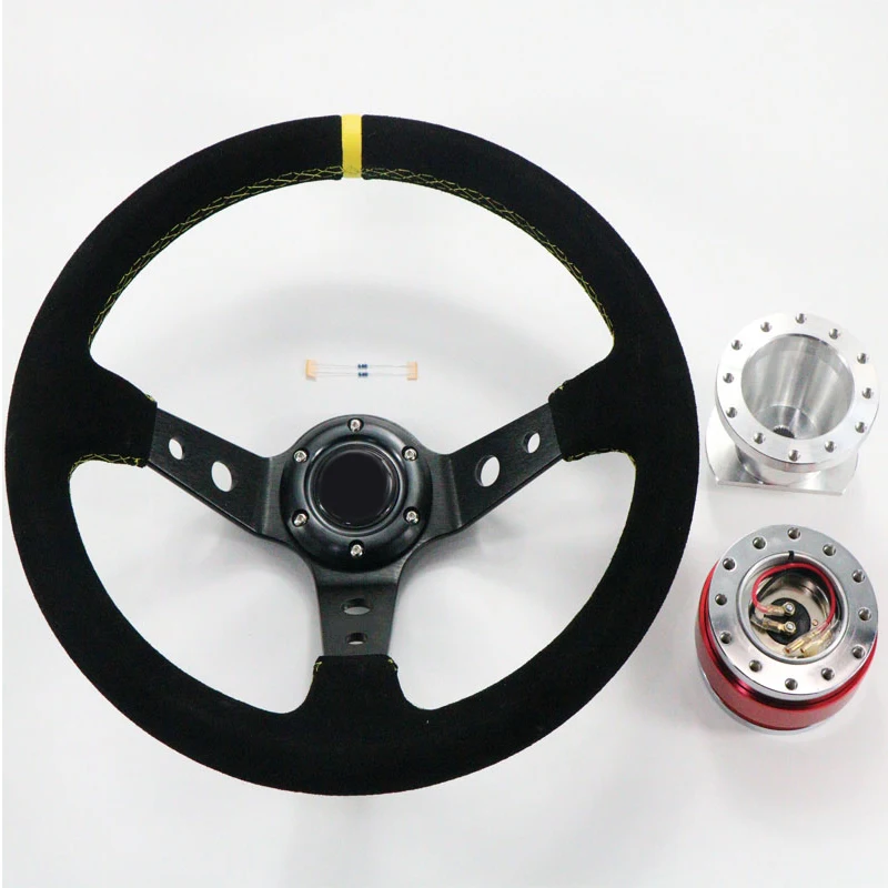 Автомобильное универсальное нескользящее кожаное рулевое колесо 14 дюймов 350 мм
