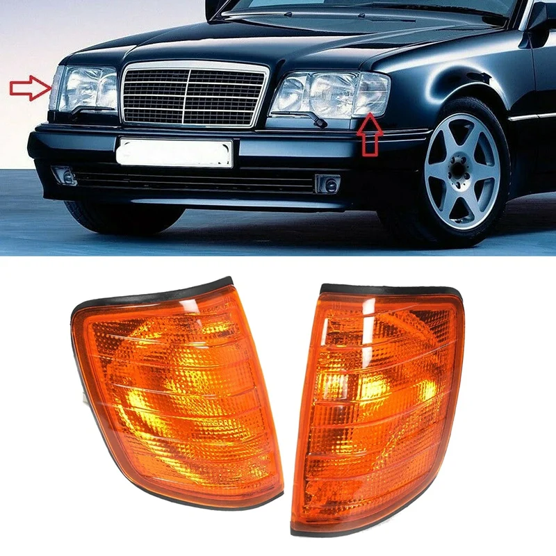 

Автомобильные L + R янтарные угловые фары, указатели поворота для Mercedes W124 E-Class Sedan 1985-95 1248260043 1248260143