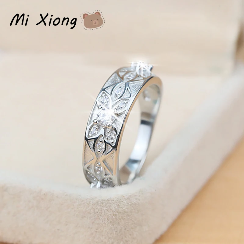 

Mi Xiong s925 sterling silver designer unique craft pattern ring elegant charm ladies holiday gift engagement brand jewelry