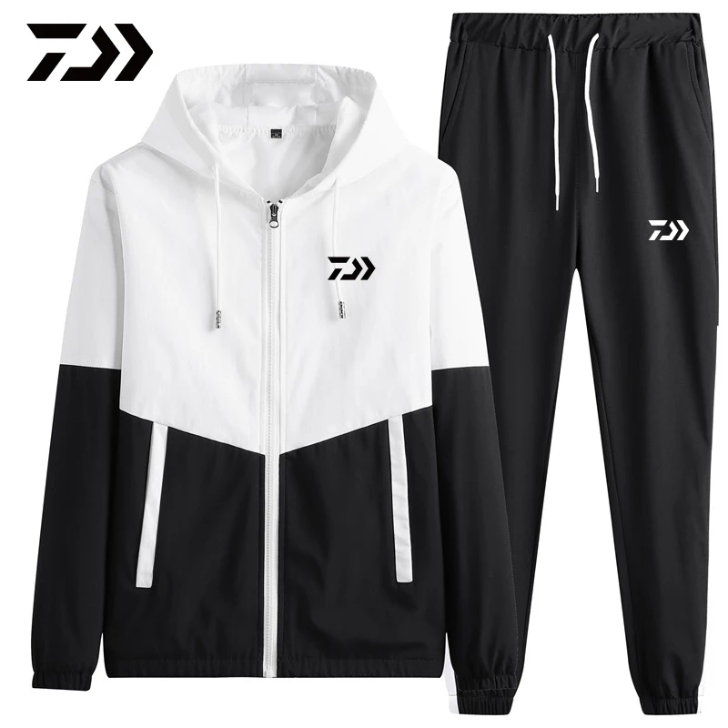 

New Spring Summer Men DAIWA Fishing Jacket And Pants Breathable Quick Dry Soft Fishing Wear Man Outdoor Fishing Clothing Set