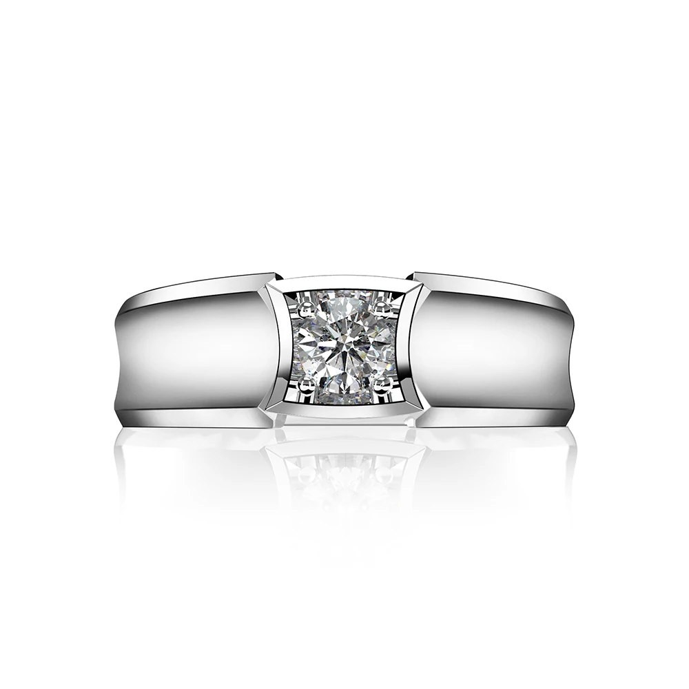 White Rainbamabom 925 пробы Серебряное кольцо с муассанитом, драгоценным камнем для свадьбы, помолвки, унисекс, для мужчин и женщин, хорошее ювелирное изделие - Цвет камня: White